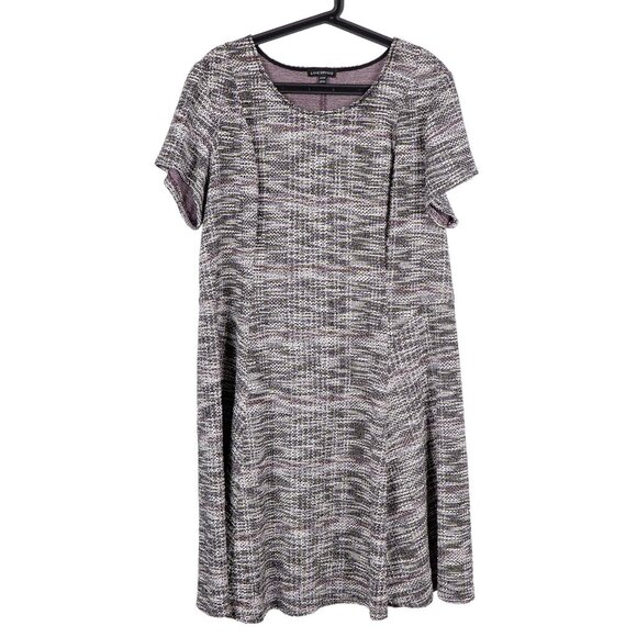 Lane Bryant Flare Dress 22 24 Womens Short Sleeve Heathered Textured Black White - Picture 1 of 6
